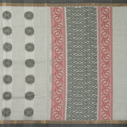 Off White Fancy Cotton Saree For Festive Wear PV MM FC 980