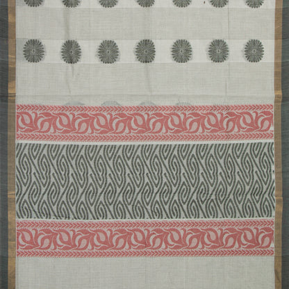 Off White Fancy Cotton Saree For Festive Wear PV MM FC 980