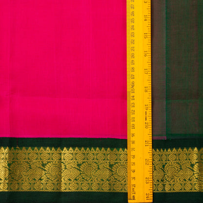 Pink And Green Kanchi Silk Cotton Saree For Festive Wear VP SC 144