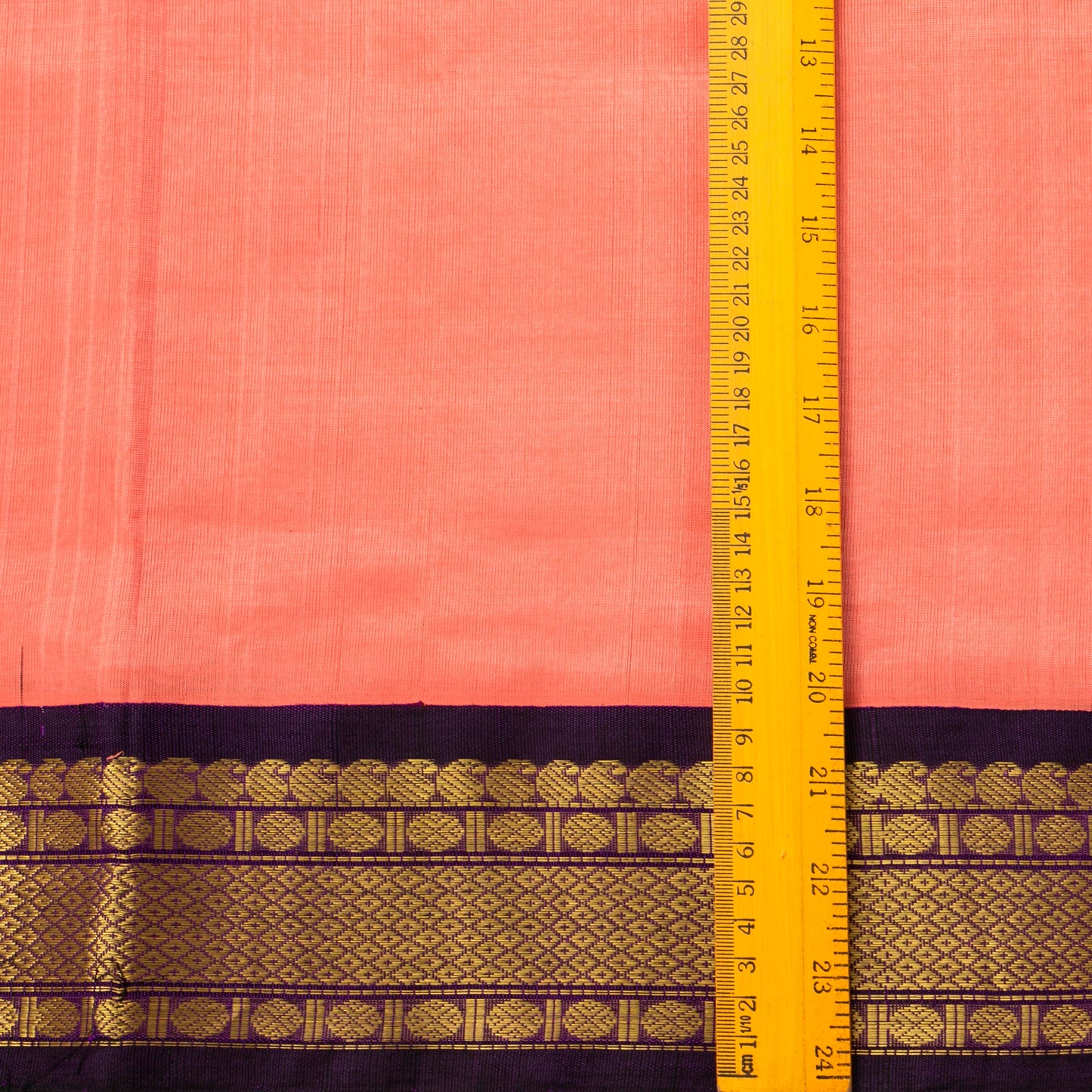 Peach And Purple Kanchi Silk Cotton Saree For Festive Wear VP SC 147