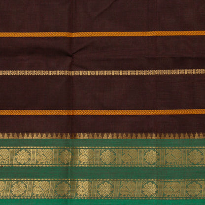 Brown And Green Veldhari Stripes Kanchi Cotton Saree For Festive Wear PV MM KC 924