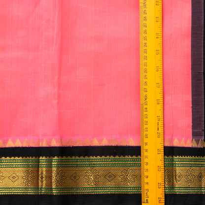 Lotus Pink And Black Kanchi Silk Cotton Saree For Office Wear VP SC 156