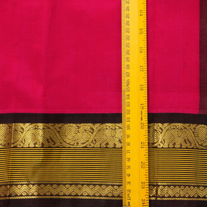Rani Pink And Brown Kanchi Silk Cotton Saree For Festive Wear VP SC 154
