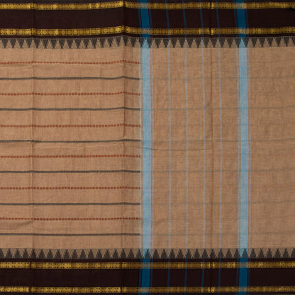 Beige And Brown Veldhari Stripes Kanchi Cotton Saree For Festive Wear PV MM KC 920