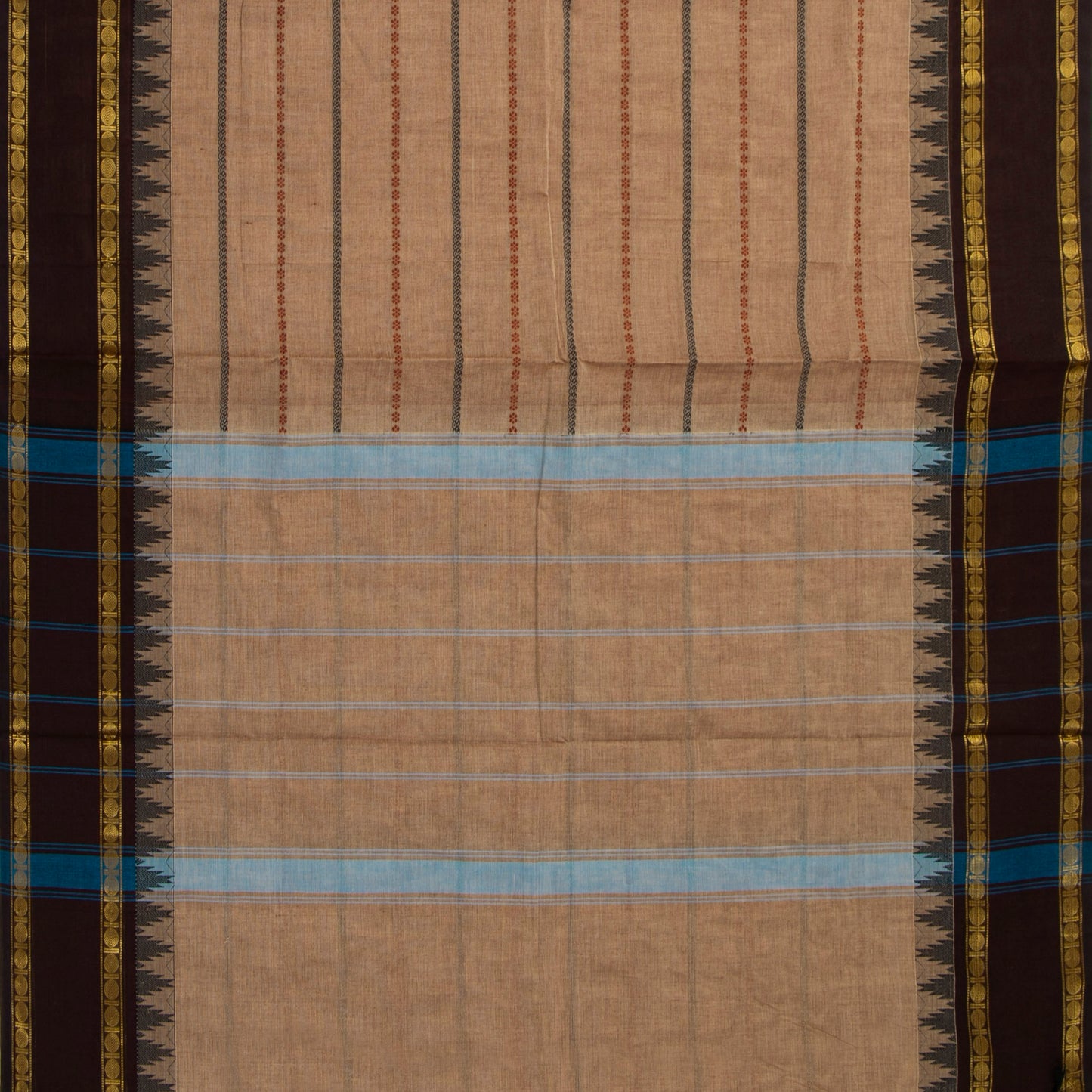 Beige And Brown Veldhari Stripes Kanchi Cotton Saree For Festive Wear PV MM KC 920
