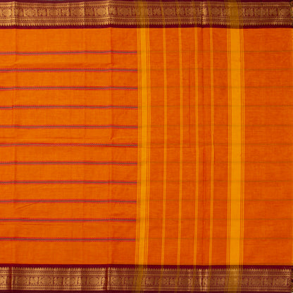 Orange And Maroon Kanchi Cotton Saree For Festive Wear PV MM KC 923