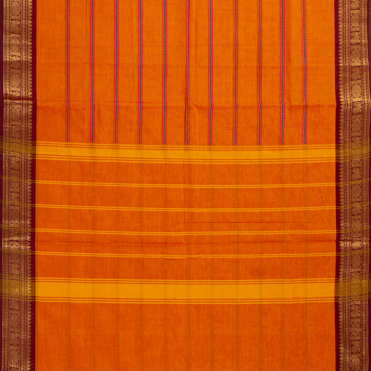 Orange And Maroon Kanchi Cotton Saree For Festive Wear PV MM KC 923
