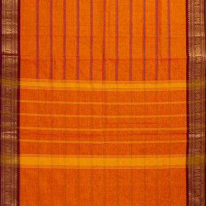 Orange And Maroon Kanchi Cotton Saree For Festive Wear PV MM KC 923