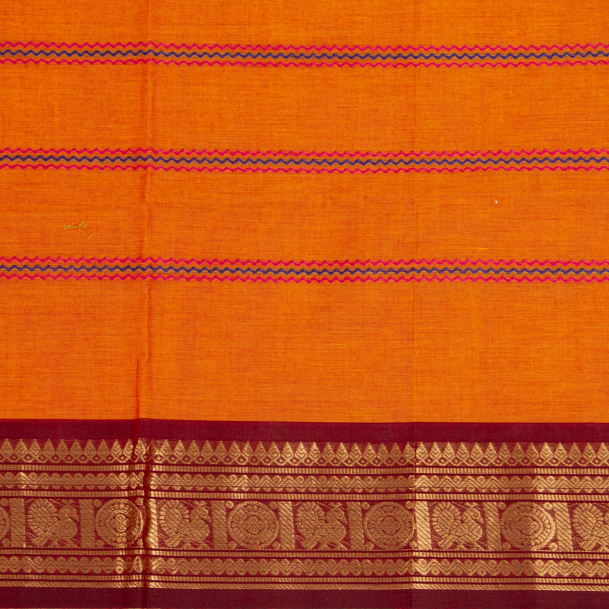 Orange And Maroon Kanchi Cotton Saree For Festive Wear PV MM KC 923