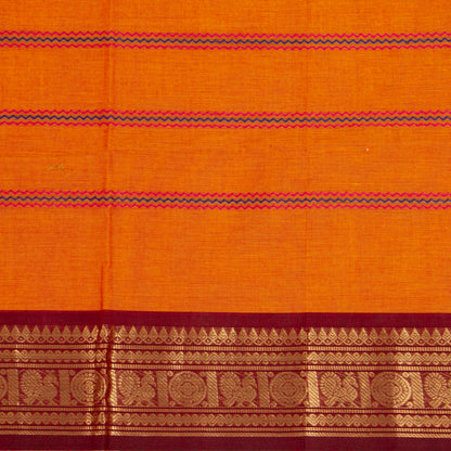 Orange And Maroon Kanchi Cotton Saree For Festive Wear PV MM KC 923