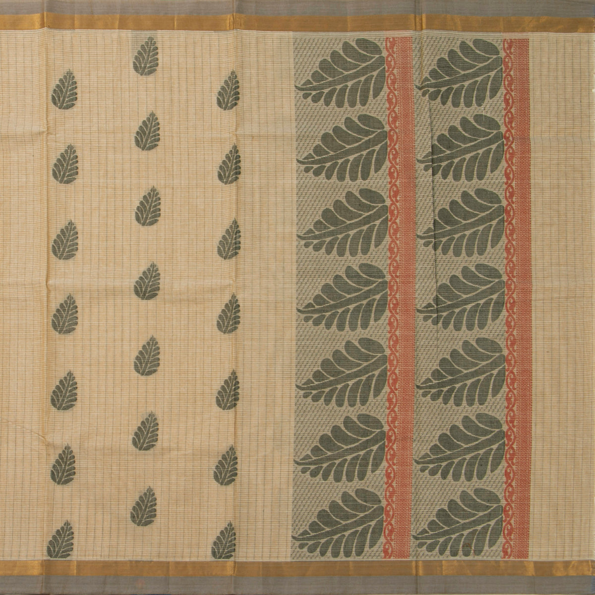 Beige Cotton Saree For Festive Wear PV MM KC 972