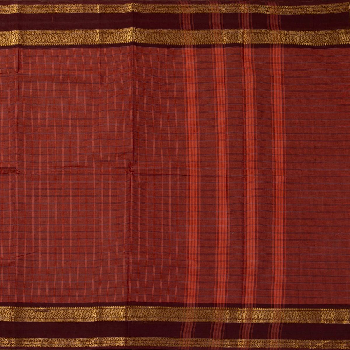 Rust And Brown Kanchi Cotton Saree For Festive Wear PV MM KC 755