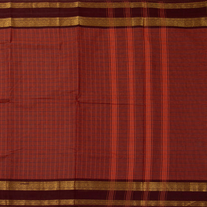 Rust And Brown Kanchi Cotton Saree For Festive Wear PV MM KC 755
