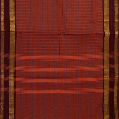 Rust And Brown Kanchi Cotton Saree For Festive Wear PV MM KC 755