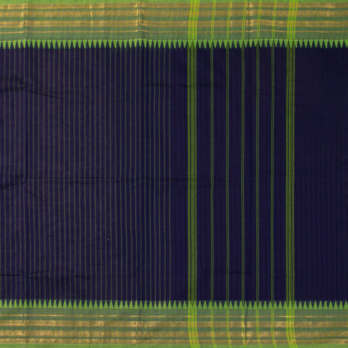 Blue And Green Kanchi Cotton Saree For Festive Wear PV MM KC 740