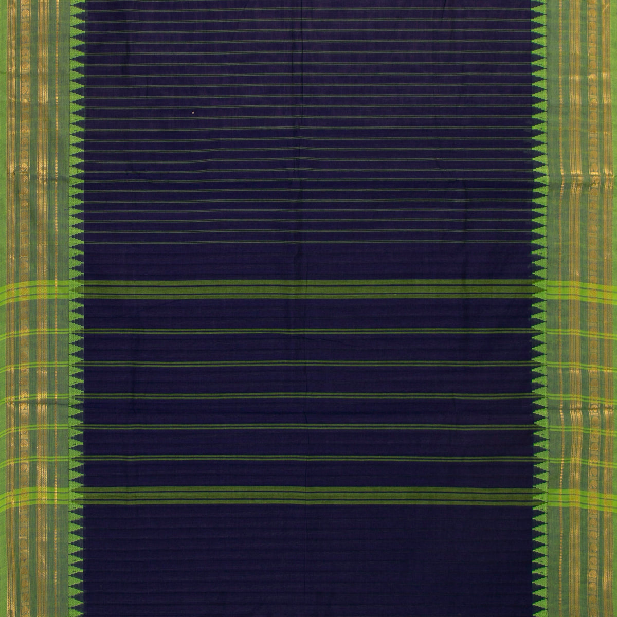 Blue And Green Kanchi Cotton Saree For Festive Wear PV MM KC 740