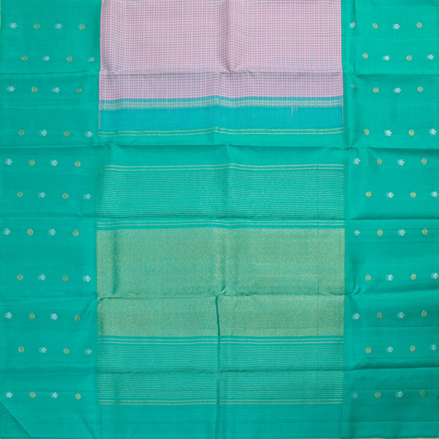 Lavender And Aqua Blue Kanchipuram Silk Saree For Festive Wear PV NYC 1463