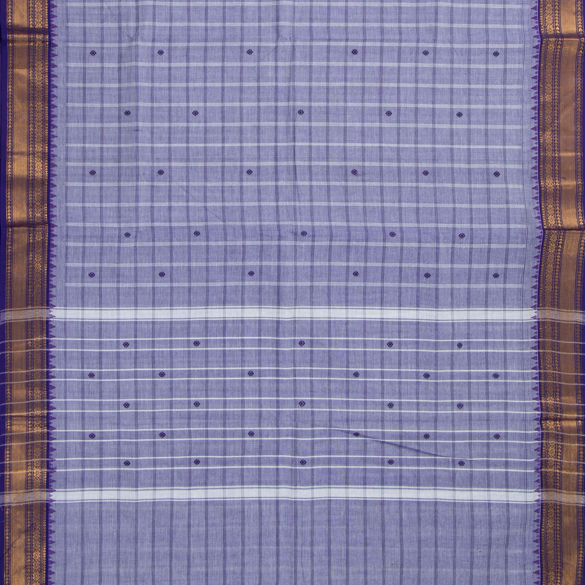 Blue And Violet Kanchi Cotton Saree For Festive Wear PV MM KC 945
