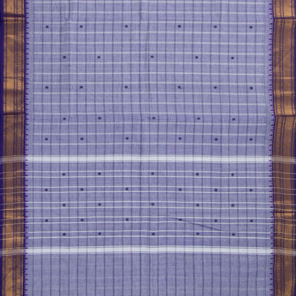 Blue And Violet Kanchi Cotton Saree For Festive Wear PV MM KC 945