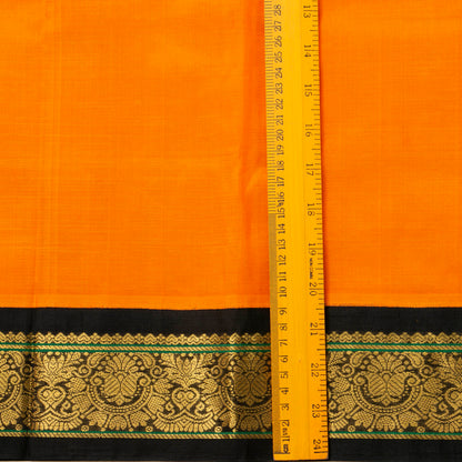 Orange And Black Kanchi Silk Cotton Saree For Festive Wear VP SC 146