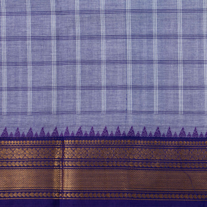 Blue And Violet Kanchi Cotton Saree For Festive Wear PV MM KC 945