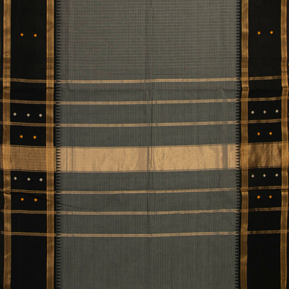 Grey And Black Kanchi Cotton Saree For Festive Wear PV MM KC 925