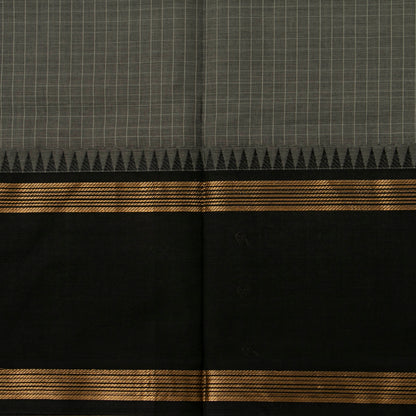 Grey And Black Kanchi Cotton Saree For Festive Wear PV MM KC 925