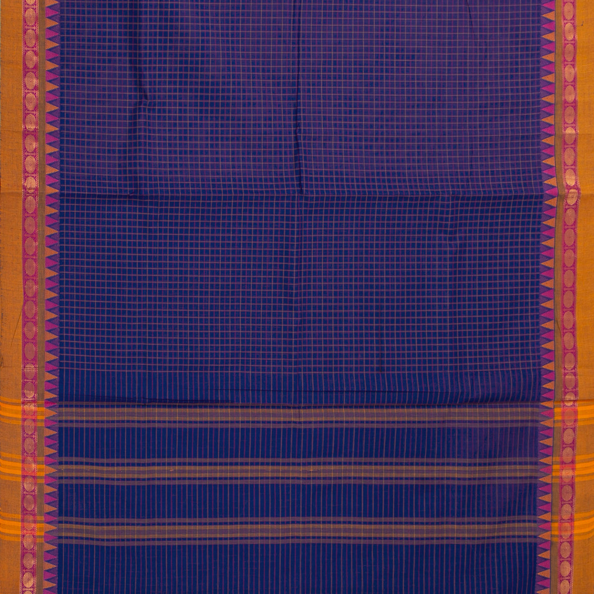 Blue And Mustard Kanchi Cotton Saree For Festive Wear PV MM KC 753