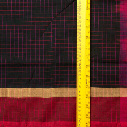 Black And Magenta Kanchi Silk Cotton Saree For Office Wear VP SC 108