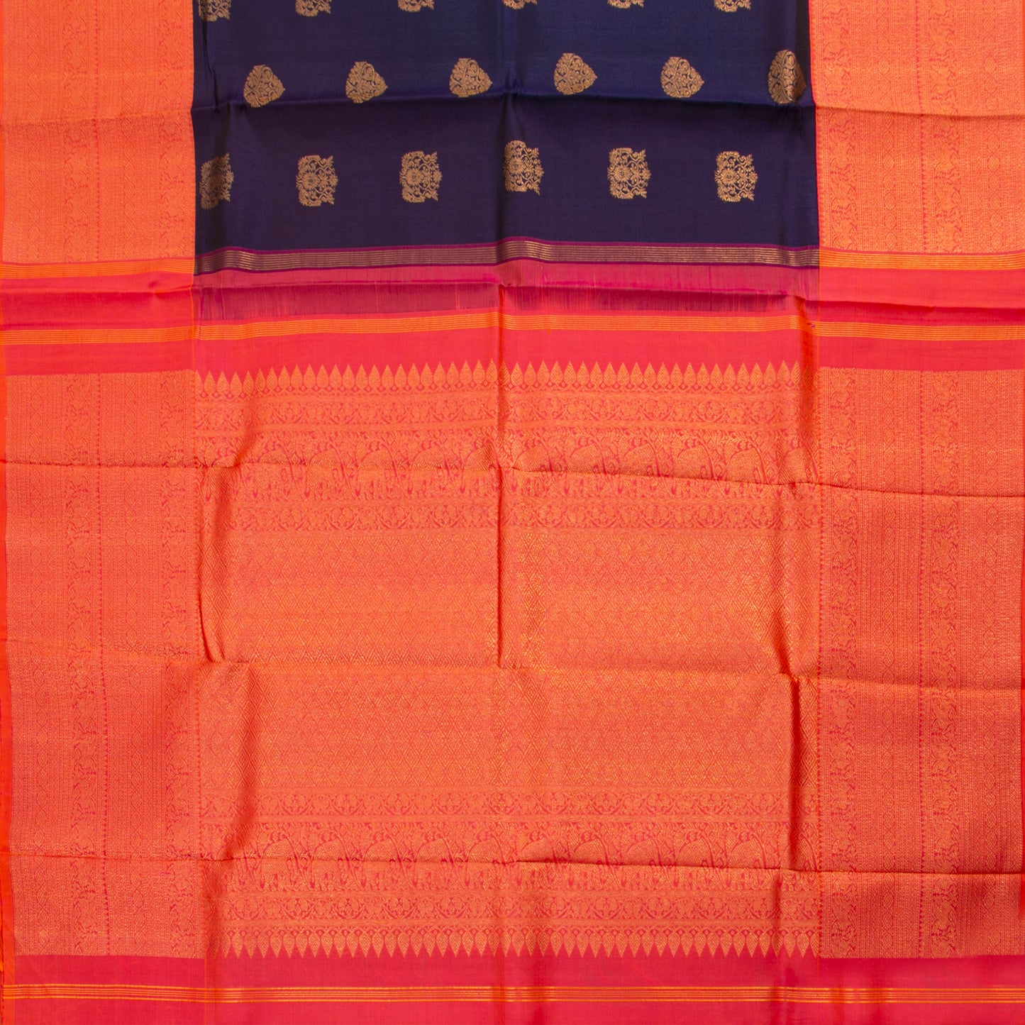 Blue And Pink Kanchipuram Silk Saree For Wedding Wear PV NYC 1573