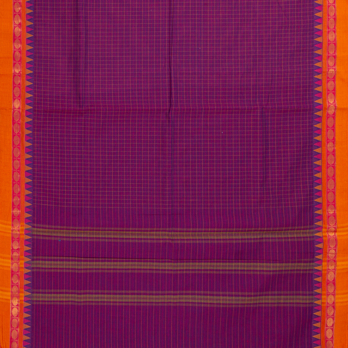 Magenta And Orange Kanchi Cotton Saree For Festive Wear PV MM KC 746