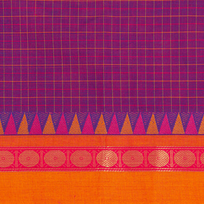 Magenta And Orange Kanchi Cotton Saree For Festive Wear PV MM KC 746