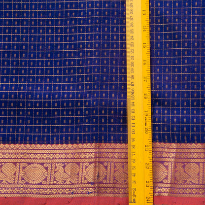 Royal Blue And Peach Lakshadeepam Kanchi Silk Cotton Saree For Festive Wear VP SC 109