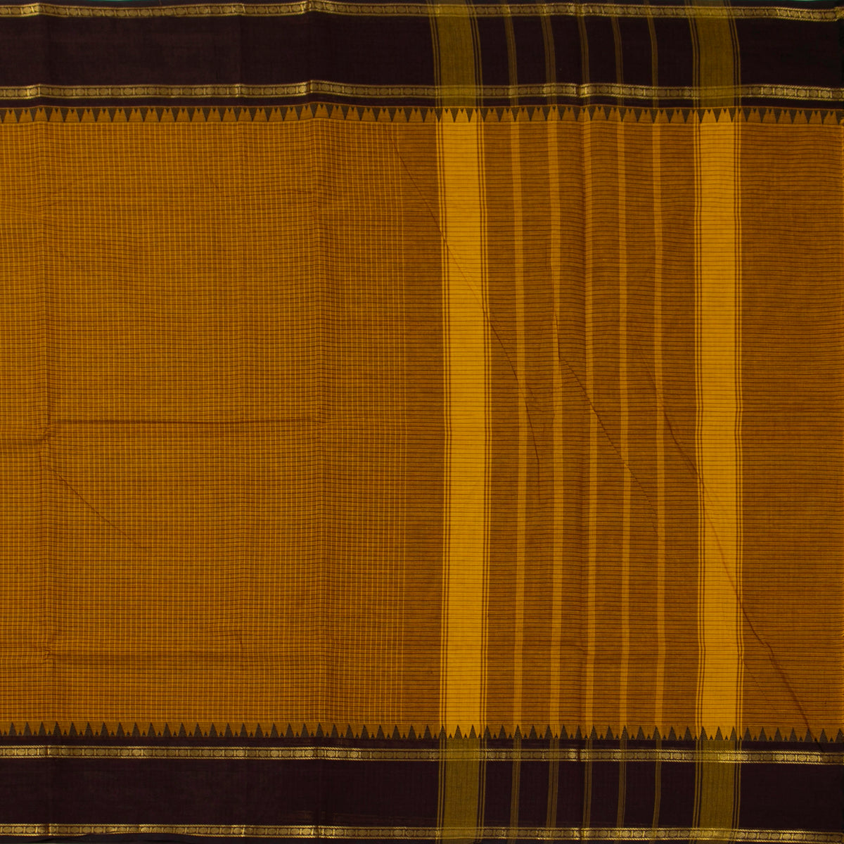 Mustard And Brown Kanchi Cotton Saree For Festive Wear PV MM KC 738