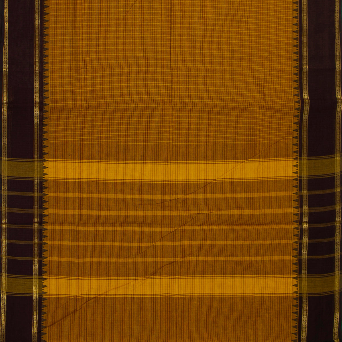 Mustard And Brown Kanchi Cotton Saree For Festive Wear PV MM KC 738