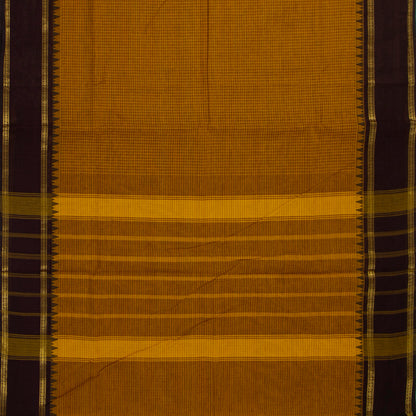 Mustard And Brown Kanchi Cotton Saree For Festive Wear PV MM KC 738
