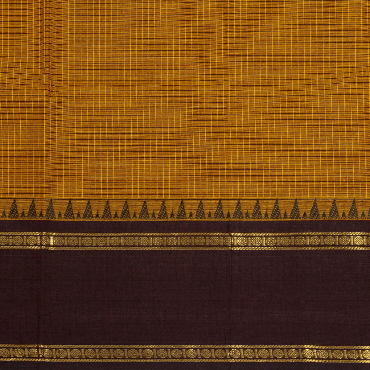 Mustard And Brown Kanchi Cotton Saree For Festive Wear PV MM KC 738