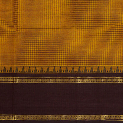 Mustard And Brown Kanchi Cotton Saree For Festive Wear PV MM KC 738