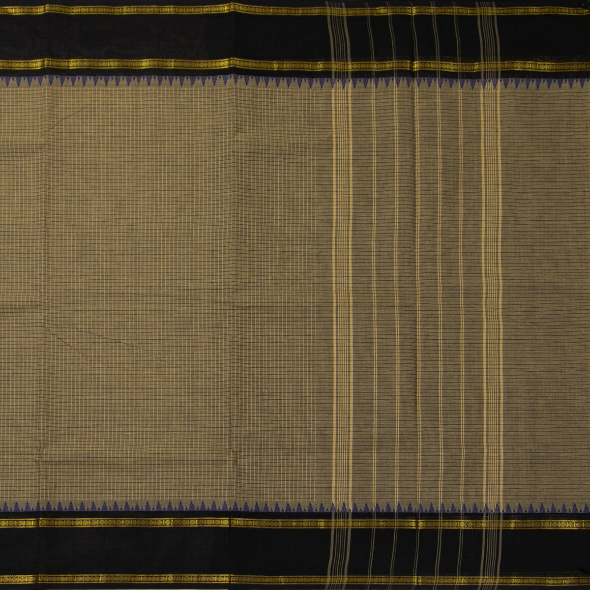 Fawn And Black Kanchi Cotton Saree For Festive Wear PV MM KC 739