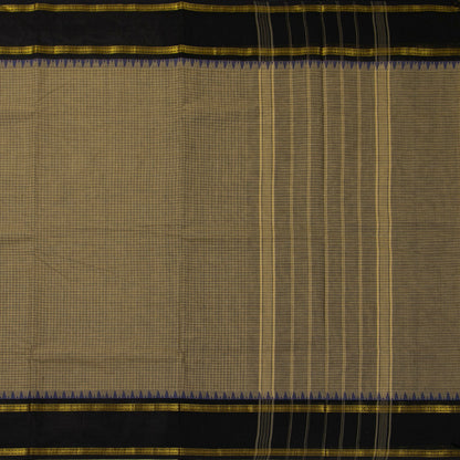 Fawn And Black Kanchi Cotton Saree For Festive Wear PV MM KC 739