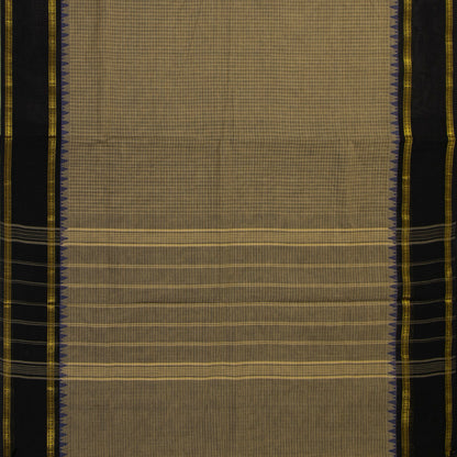 Fawn And Black Kanchi Cotton Saree For Festive Wear PV MM KC 739