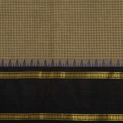 Fawn And Black Kanchi Cotton Saree For Festive Wear PV MM KC 739