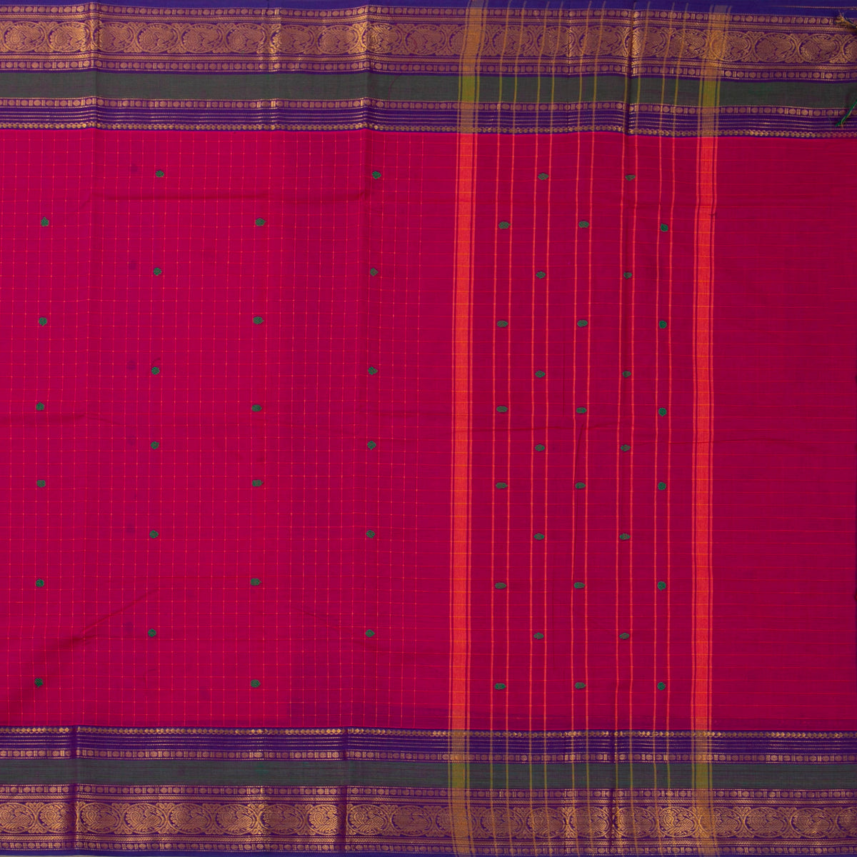 Pink And Purple Kanchi Cotton Saree For Festive Wear PV MM KC 931