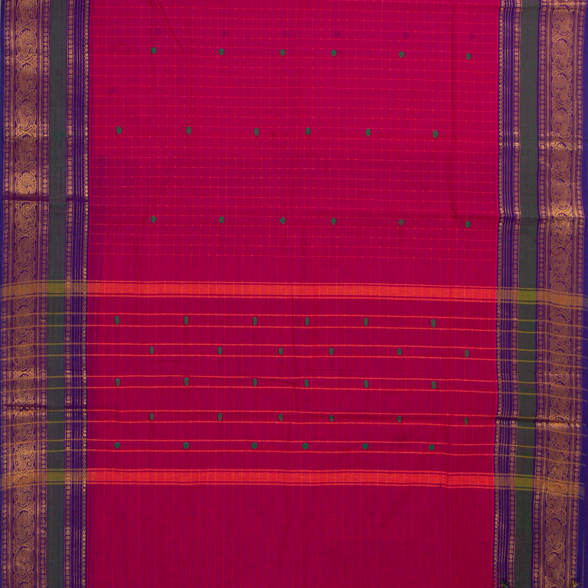 Pink And Purple Kanchi Cotton Saree For Festive Wear PV MM KC 931