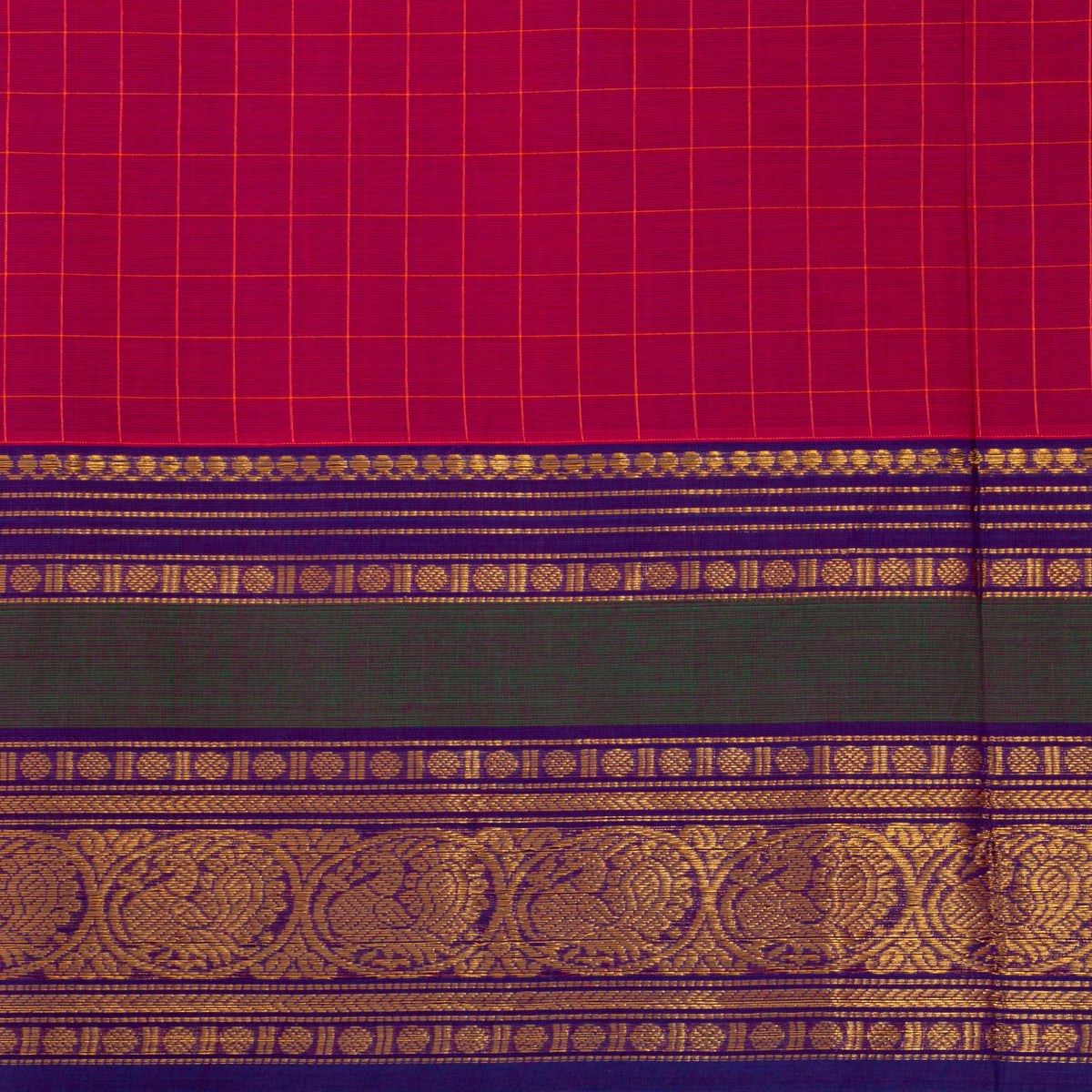 Pink And Purple Kanchi Cotton Saree For Festive Wear PV MM KC 931