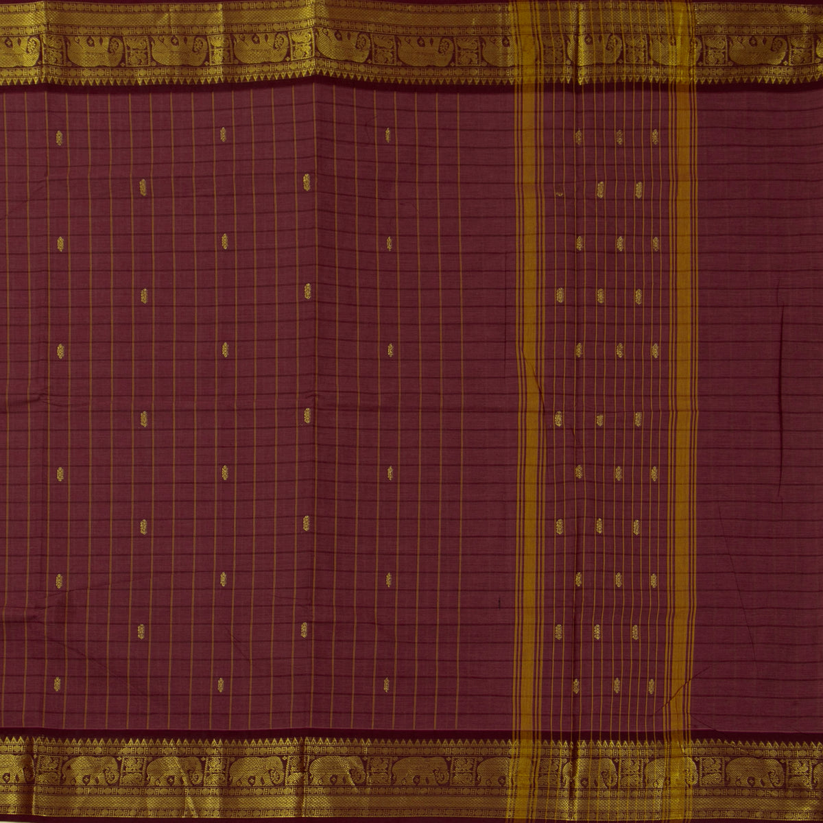 Pink And Brown Kanchi Cotton Saree For Festive Wear PV MM KC 930