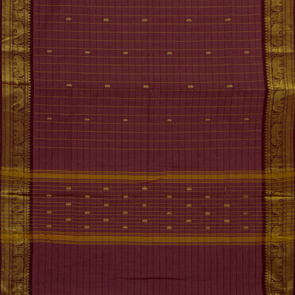 Pink And Brown Kanchi Cotton Saree For Festive Wear PV MM KC 930
