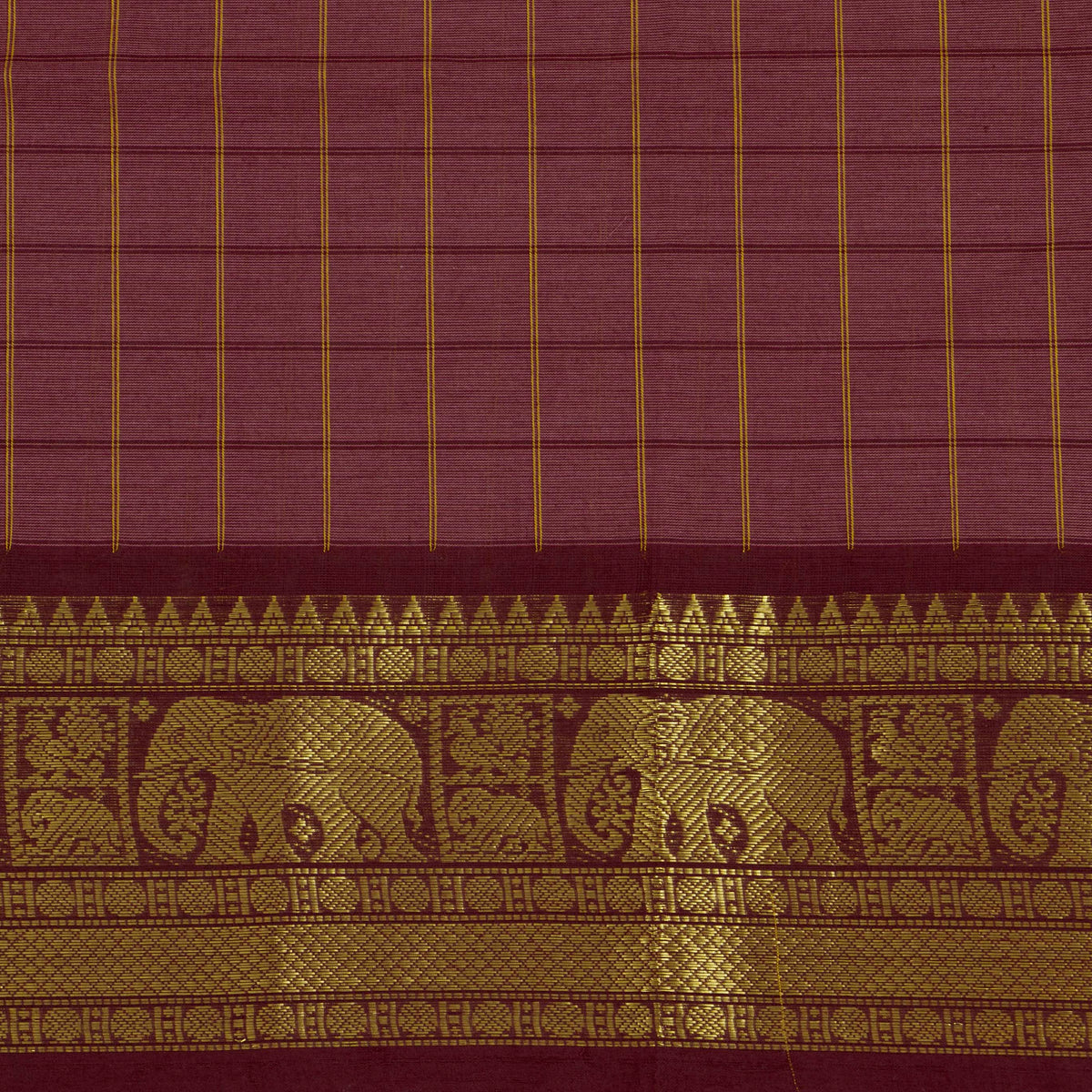 Pink And Brown Kanchi Cotton Saree For Festive Wear PV MM KC 930