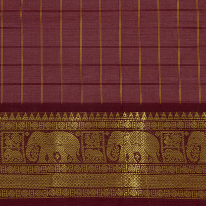 Pink And Brown Kanchi Cotton Saree For Festive Wear PV MM KC 930