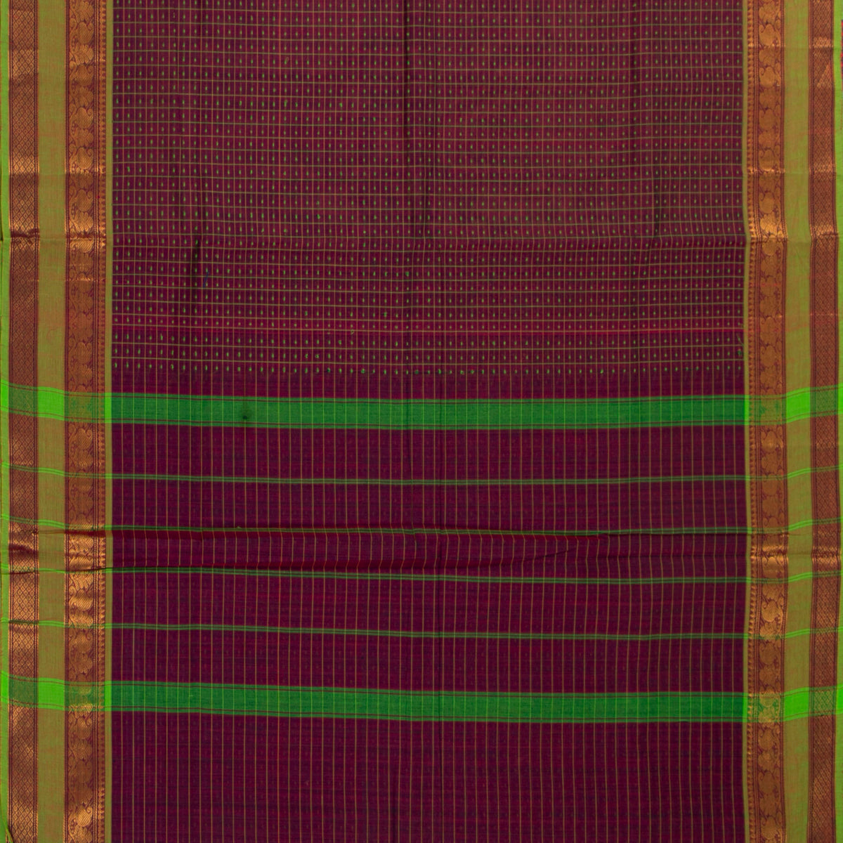 Magenta And Green Kanchi Cotton Saree For Festive Wear PV MM KC 929